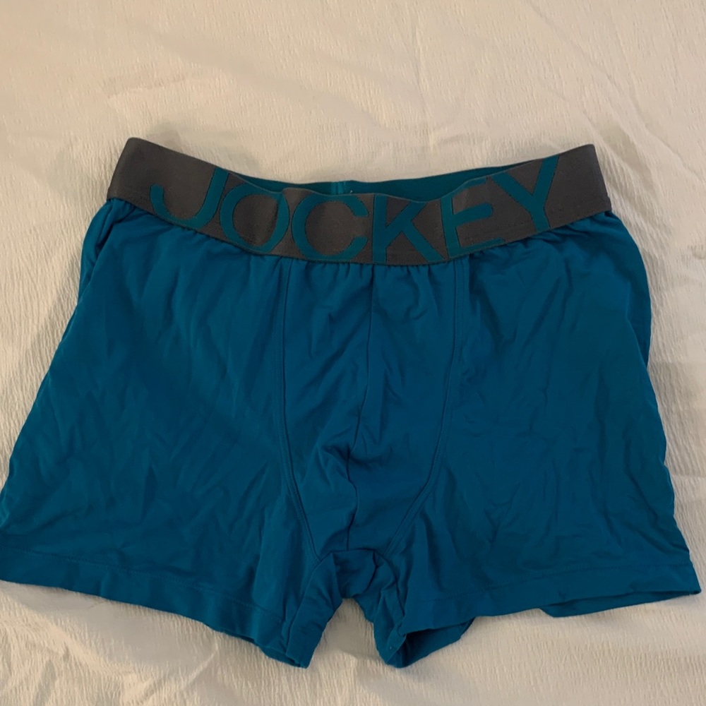 Jockey Men's Teal Boxer Briefs with Gray Waistband